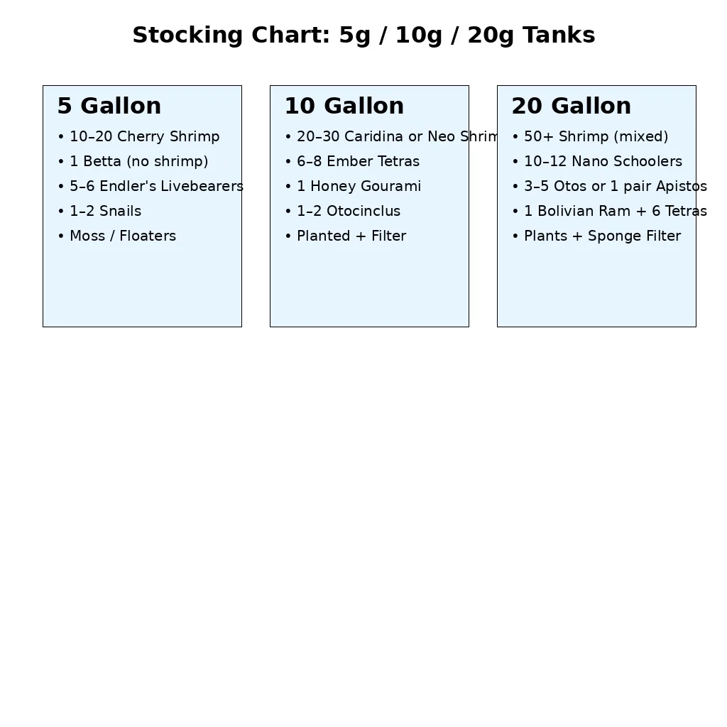 Small Tank Stocking Guide (5g, 10g, 20g Options)