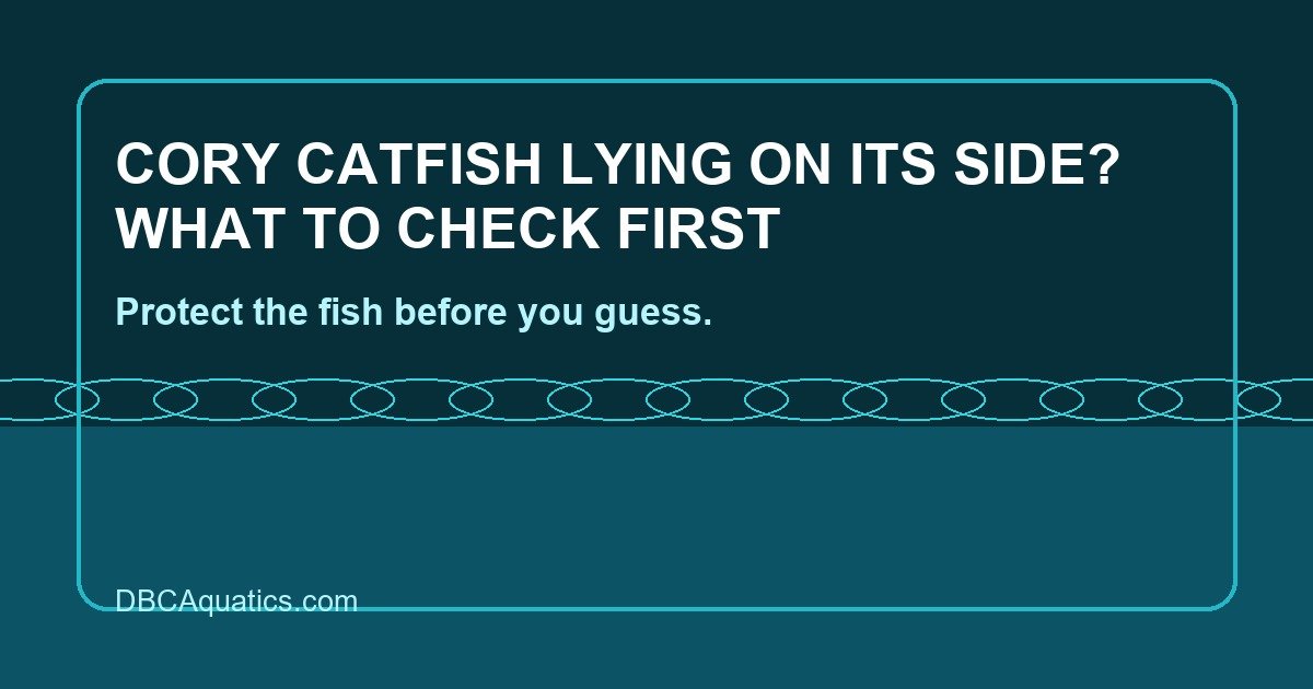 Realistic aquarium visual showing a cory catfish rescue situation near the substrate.