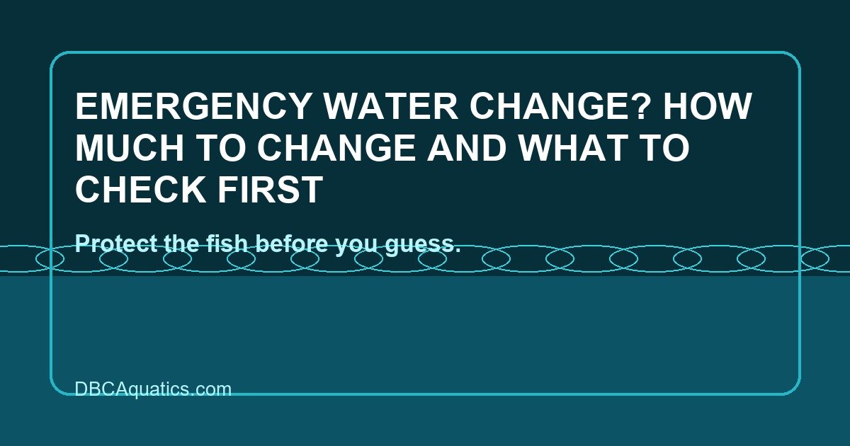 Rescue-focused aquarium guide visual for Emergency Water Change? How Much To Change And What To Check First.